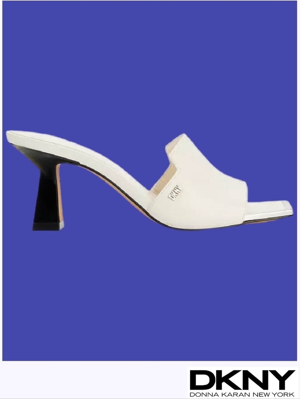 DKNY Size 10 Kailyn White Square Open-Toe Mid Heel Slip On Dress Sandals NWT